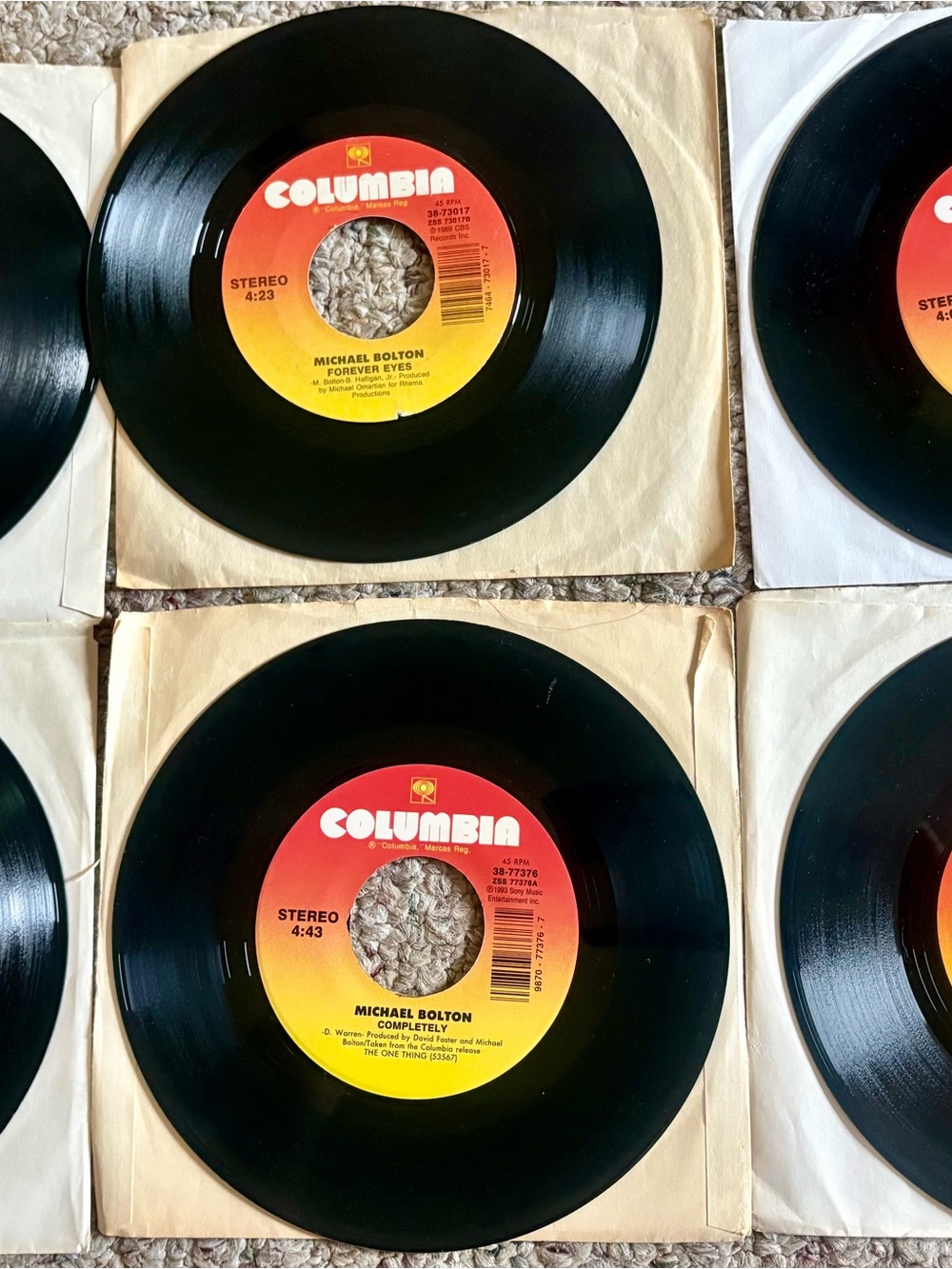 Lot Of 6 Michael Bolton 45 RPM Vinyl Records 80s Pop VG